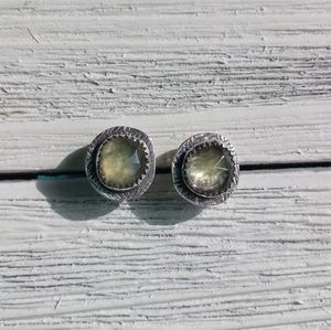 Mismatch Prehnite stud earrings